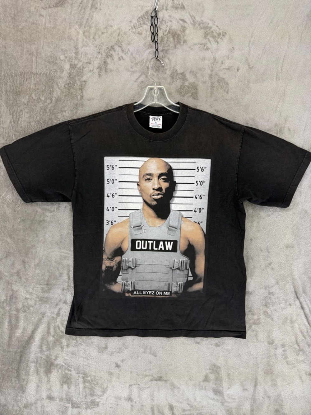 Tupac Shakur Outlaw Vintage Shaka Graphic Black Men’s Tee - All Eyez On Me
